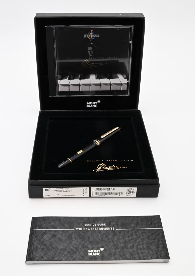 Montblanc Meisterstuck Pix 145 Hommage a Chopin Mod. 1518 - Penna stilografica in resina nera con...