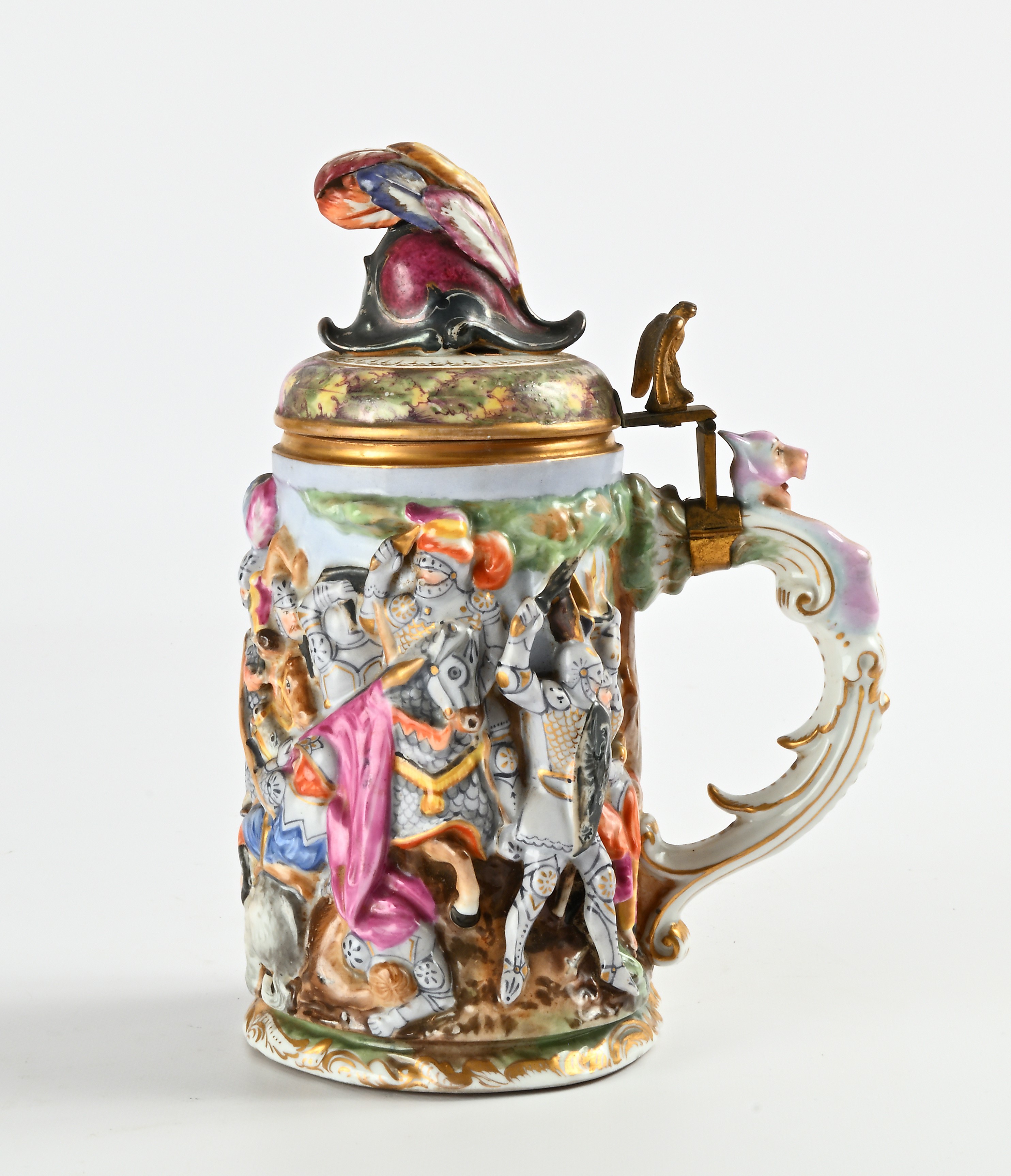Tankard in porcellana istoriata, Capodimonte, fine XIX secolo