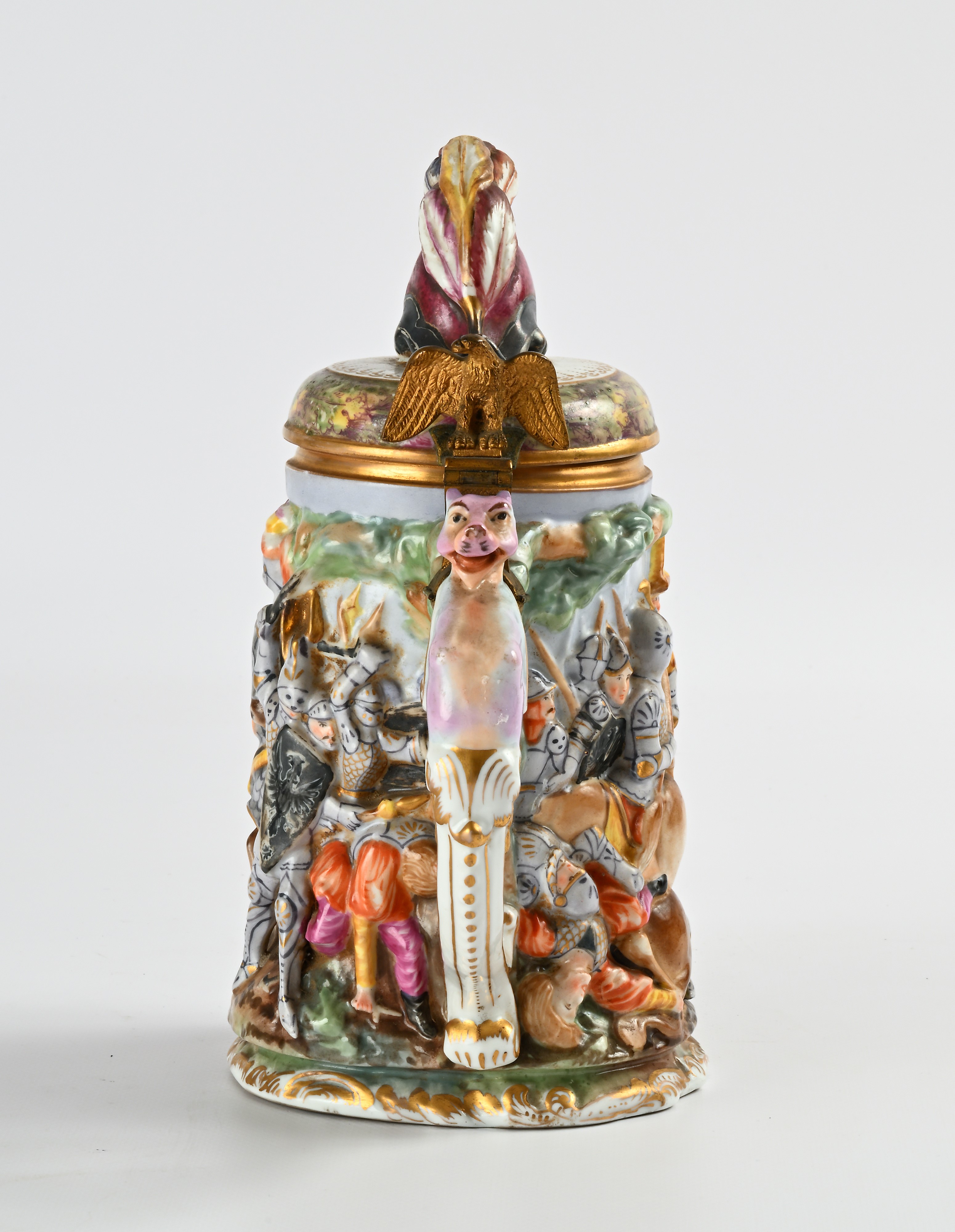 Tankard in porcellana istoriata, Capodimonte, fine XIX secolo