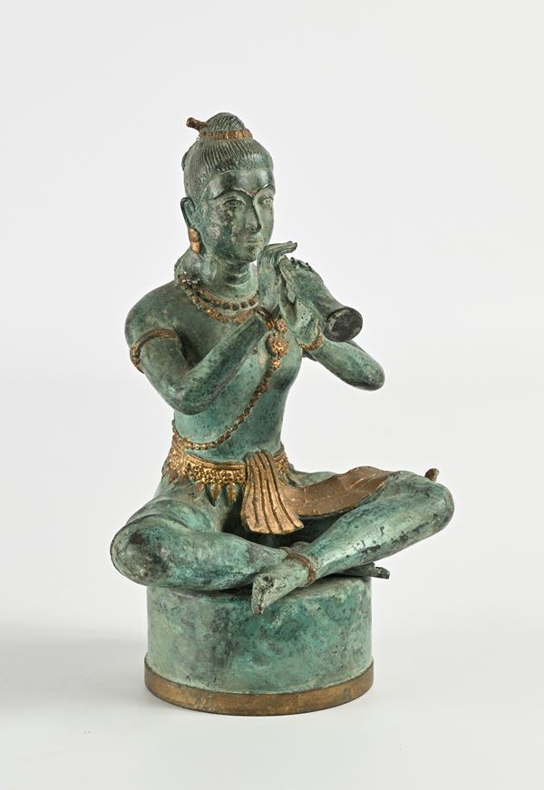 Scultura in bronzo a patina verde, XX secolo