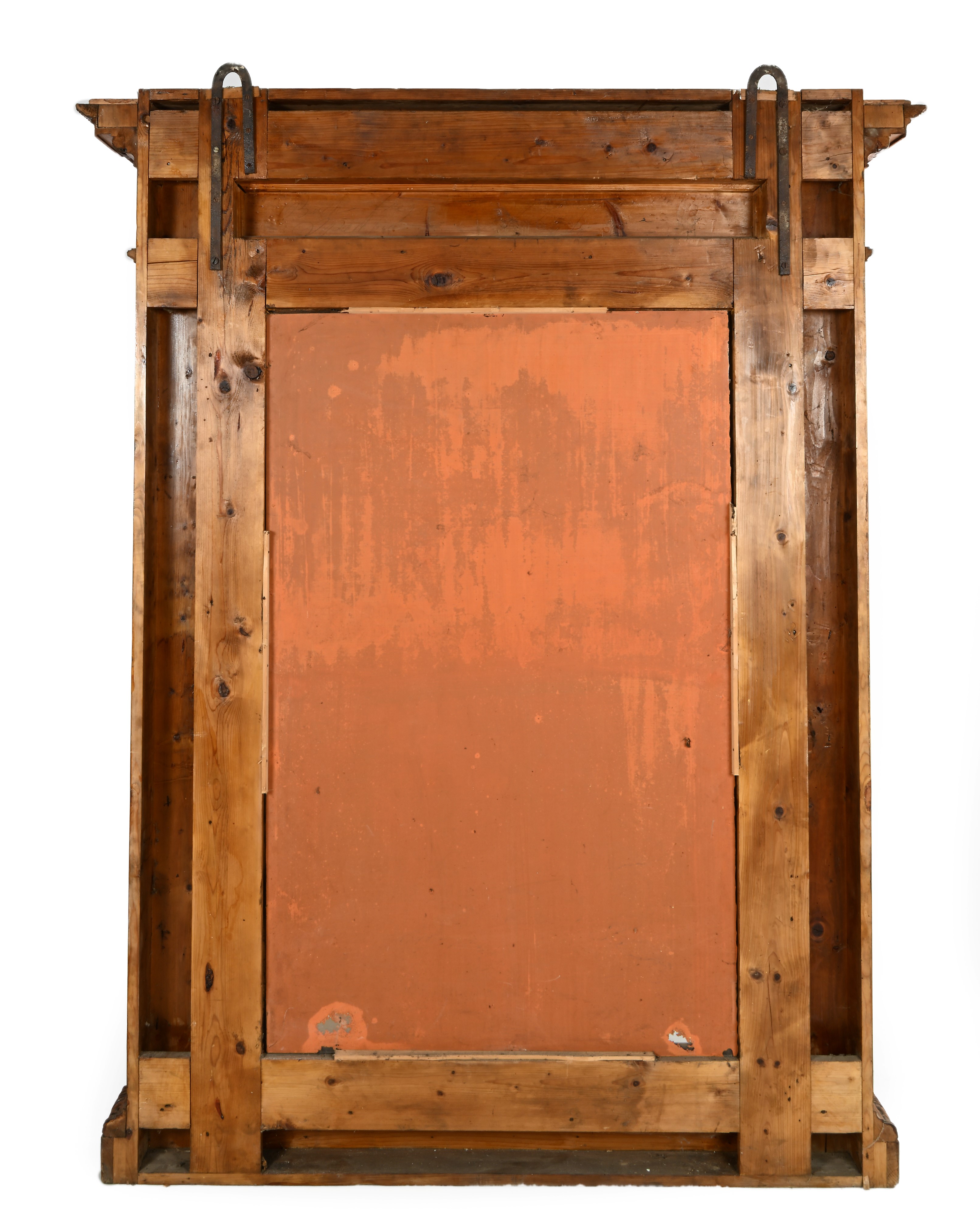 Specchiera rinascimentale in legno con putti scolpiti, cm 227x170