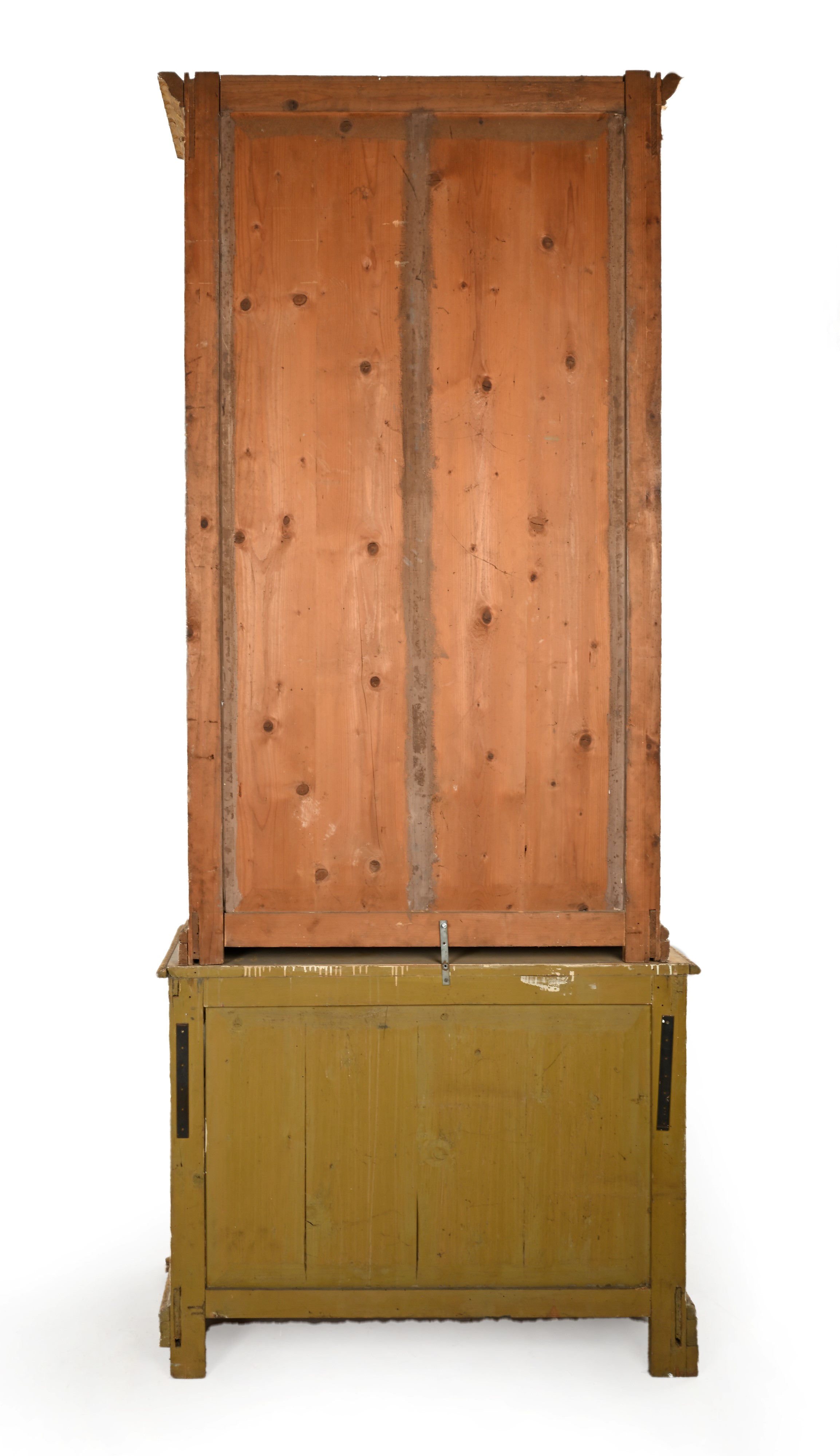 Vetrina a due corpi, legno laccato bianco e oro, XIX secolo