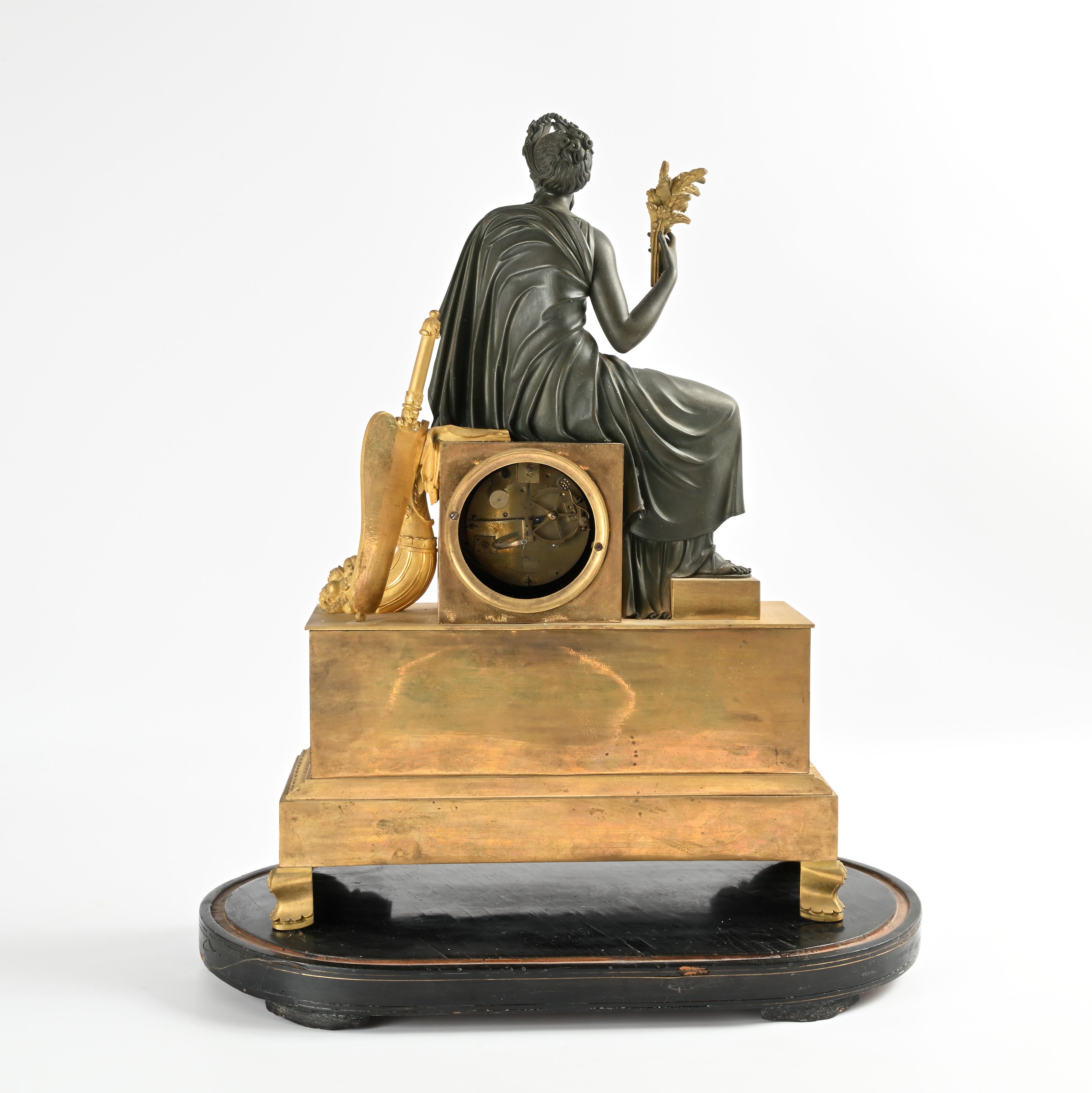 Orologio in bronzo dorato e brunito, Francia, epoca Impero