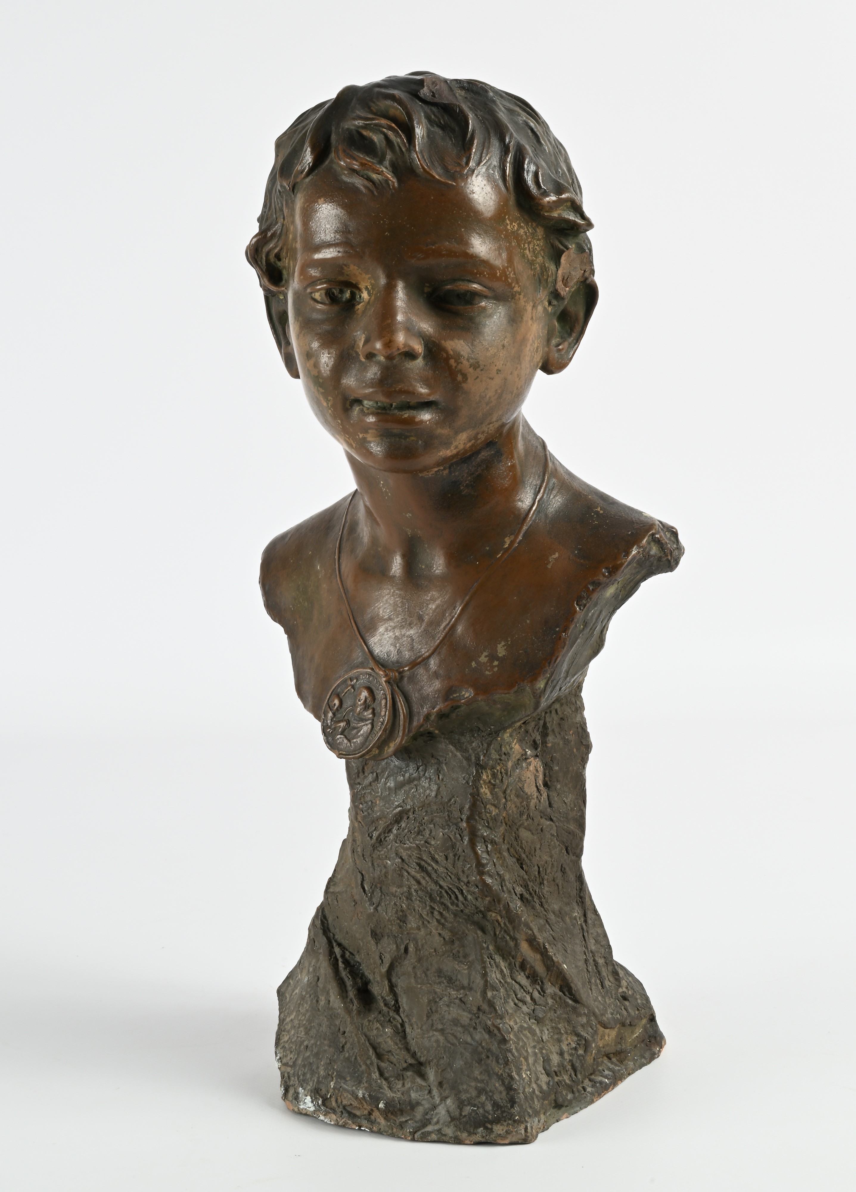 Busto di fanciullo in terracotta, altezza cm 45