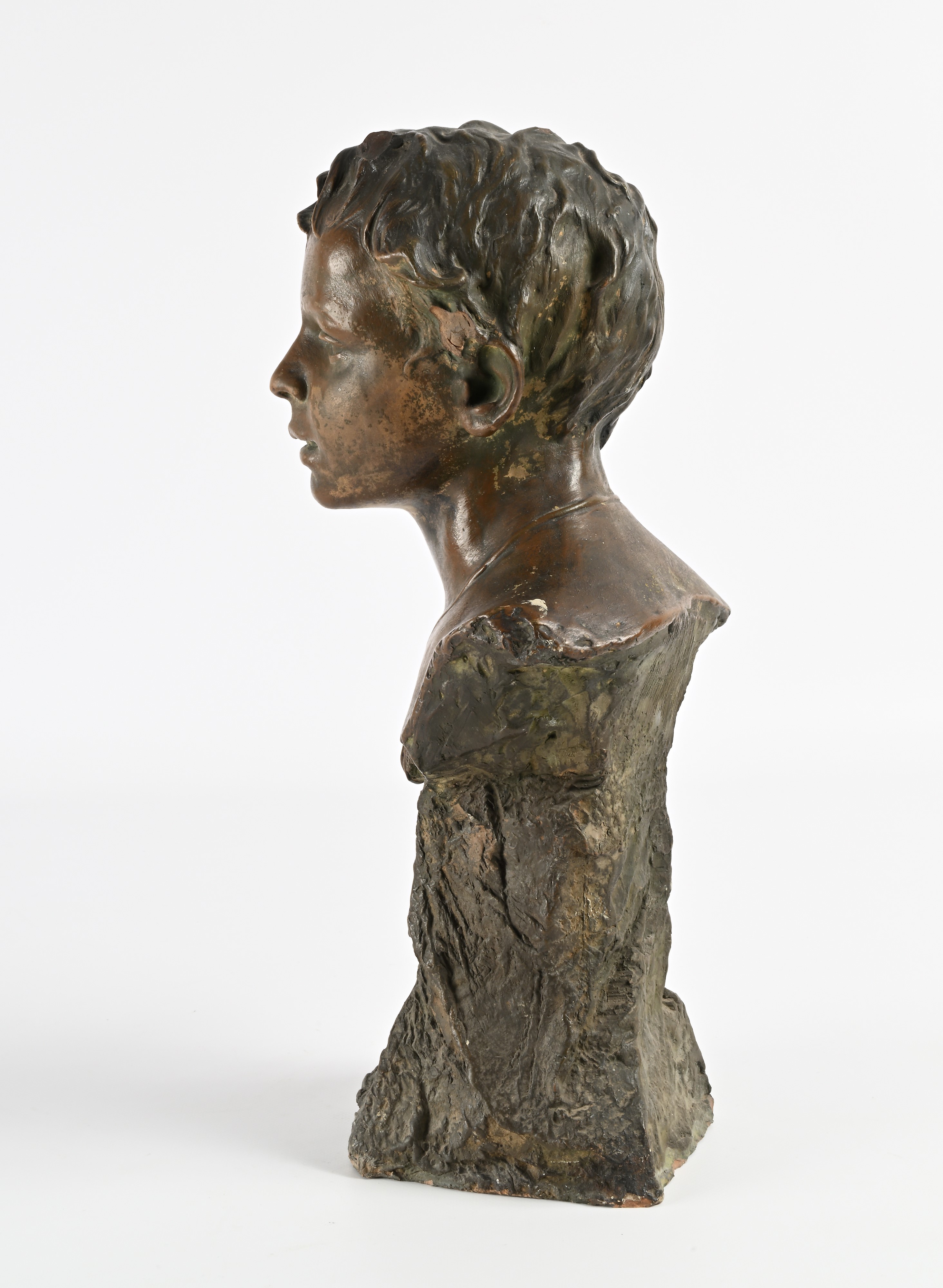 Busto di fanciullo in terracotta, altezza cm 45