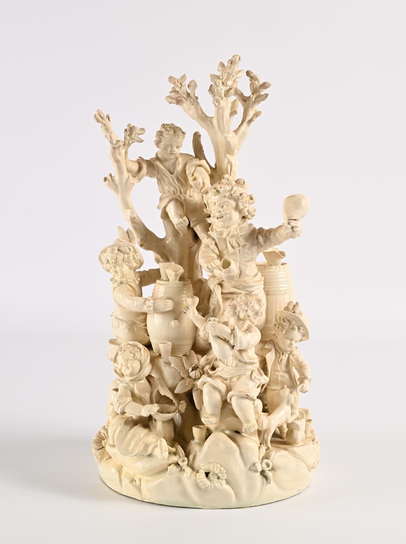 Gruppo in maiolica bianca, manifattura di Antonio Agostinelli, Nove di Bassano, XIX secolo