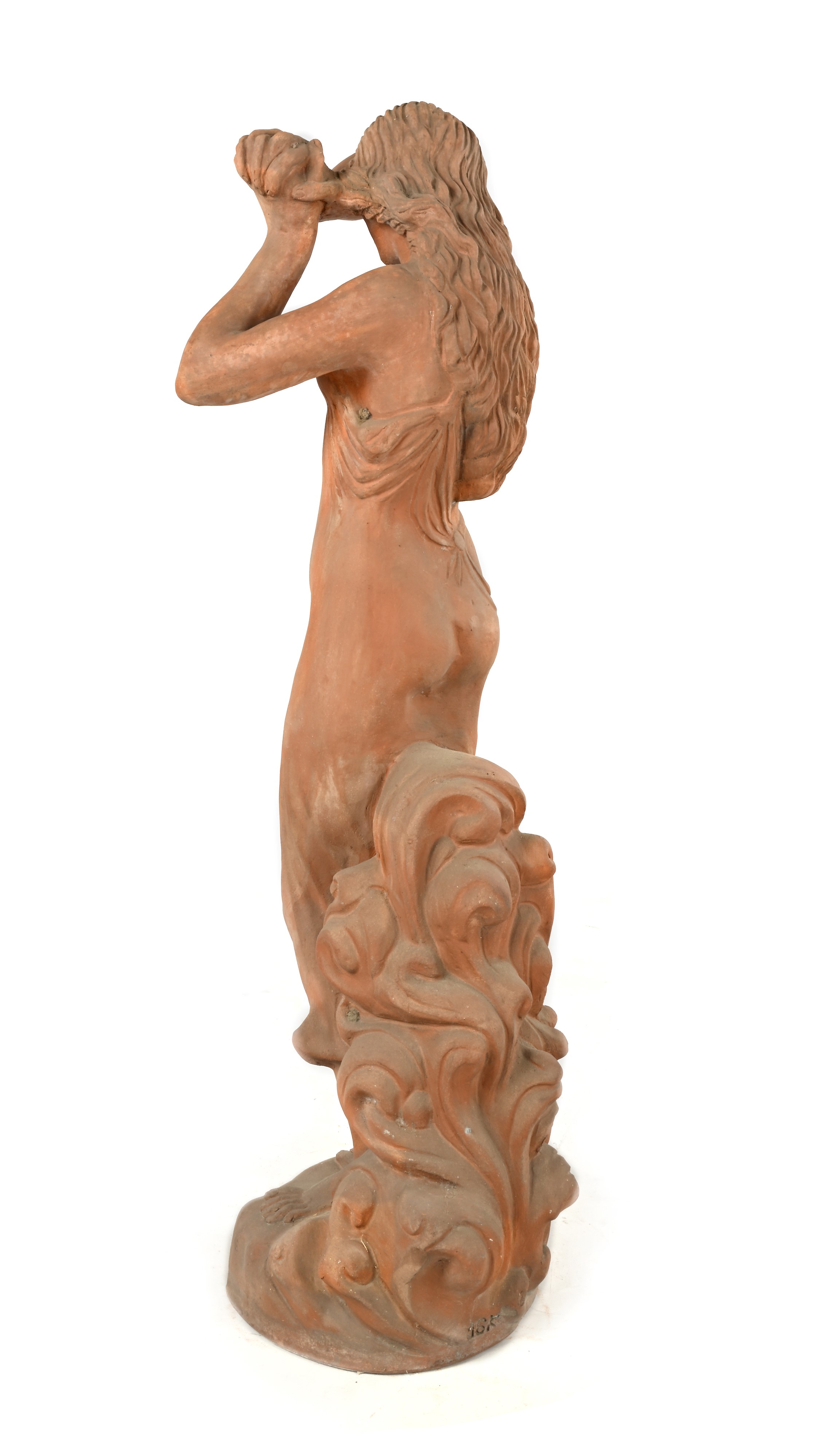 Scultura da giardino in terracotta, allegoria della pudicizia