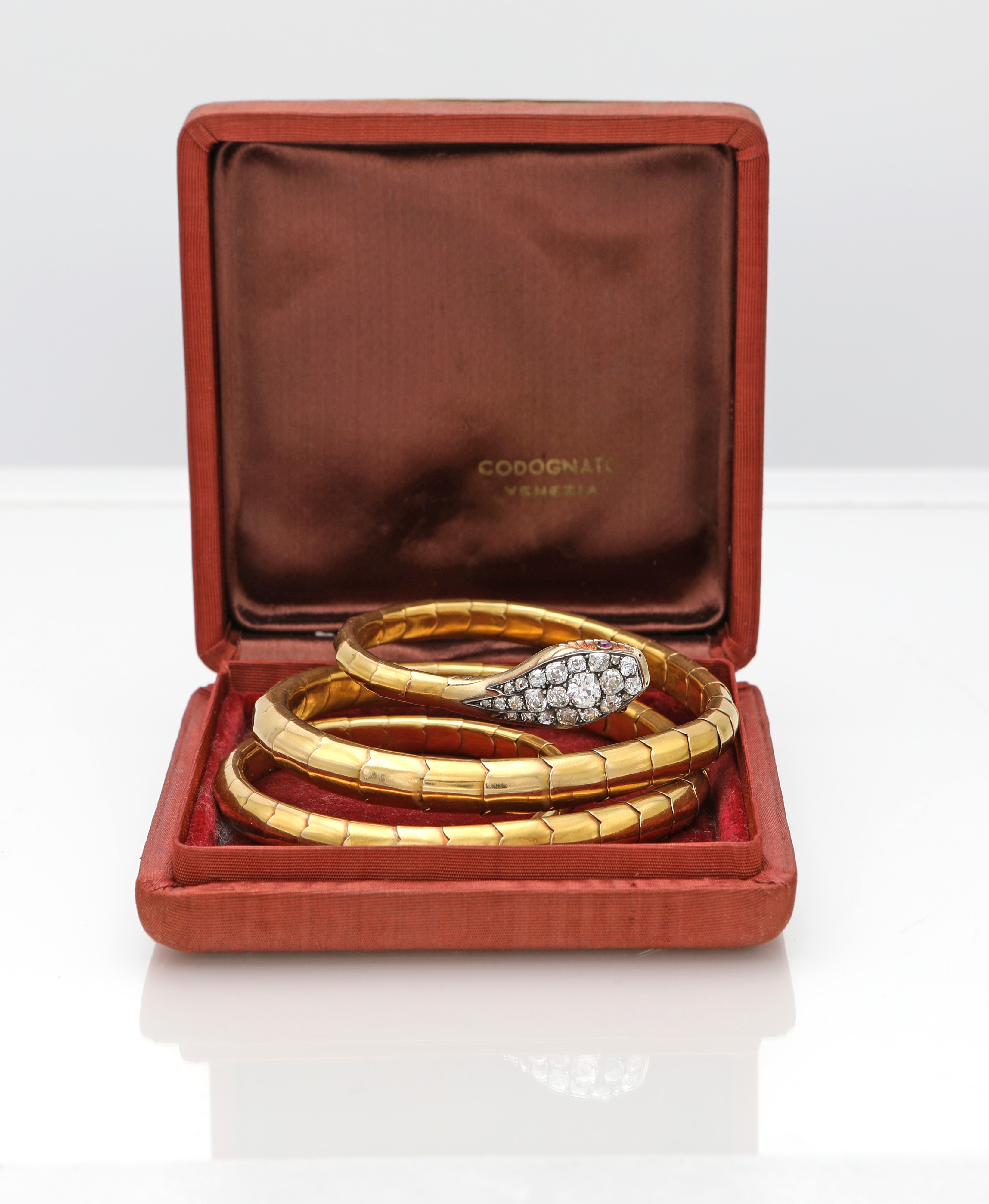 Bracciale serpente in oro e diamanti con custodia Codognato