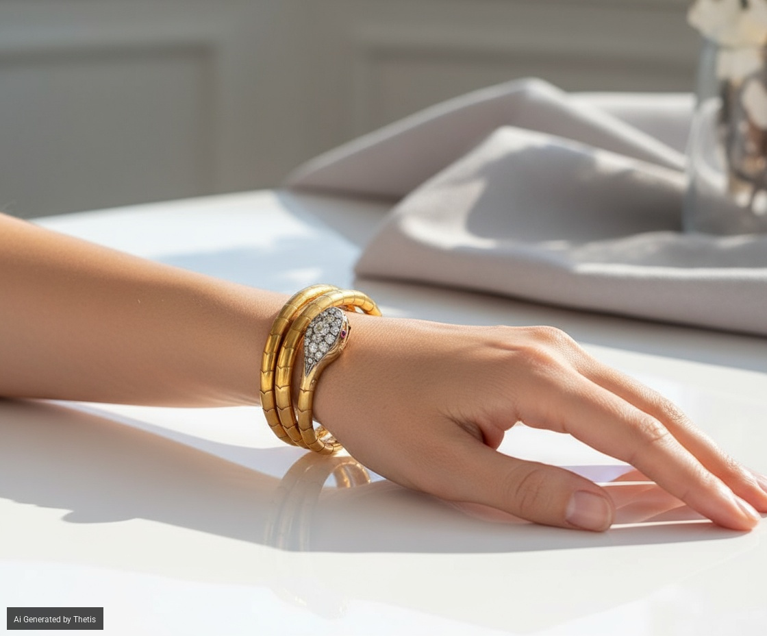 Bracciale serpente in oro e diamanti con custodia Codognato
