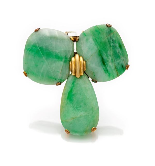 Spilla in oro e giada