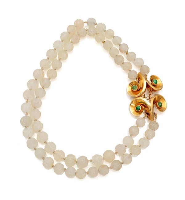 Collana in oro, turchesi e cristallo di rocca