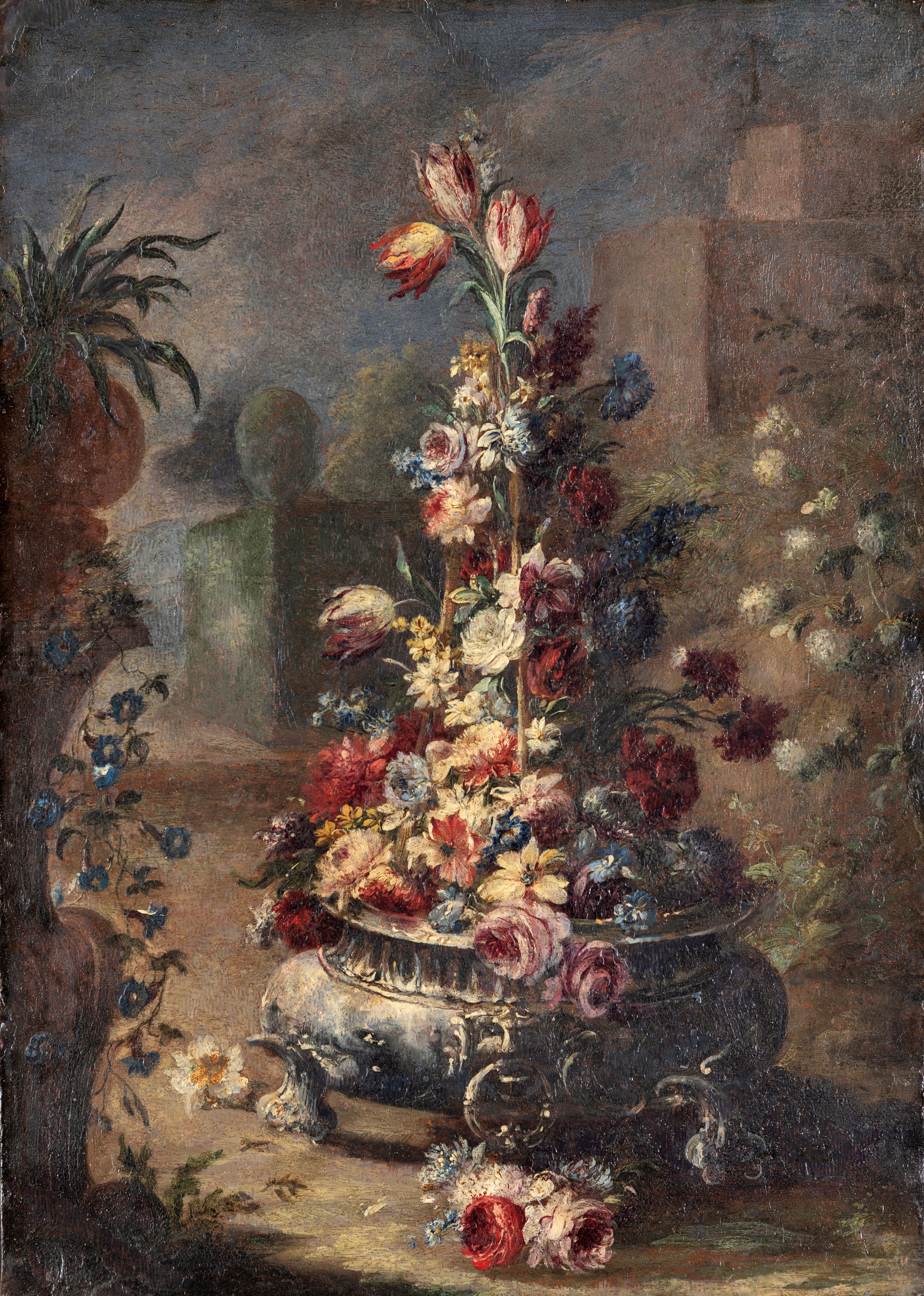 Pendant di nature morte con vasi di fiori