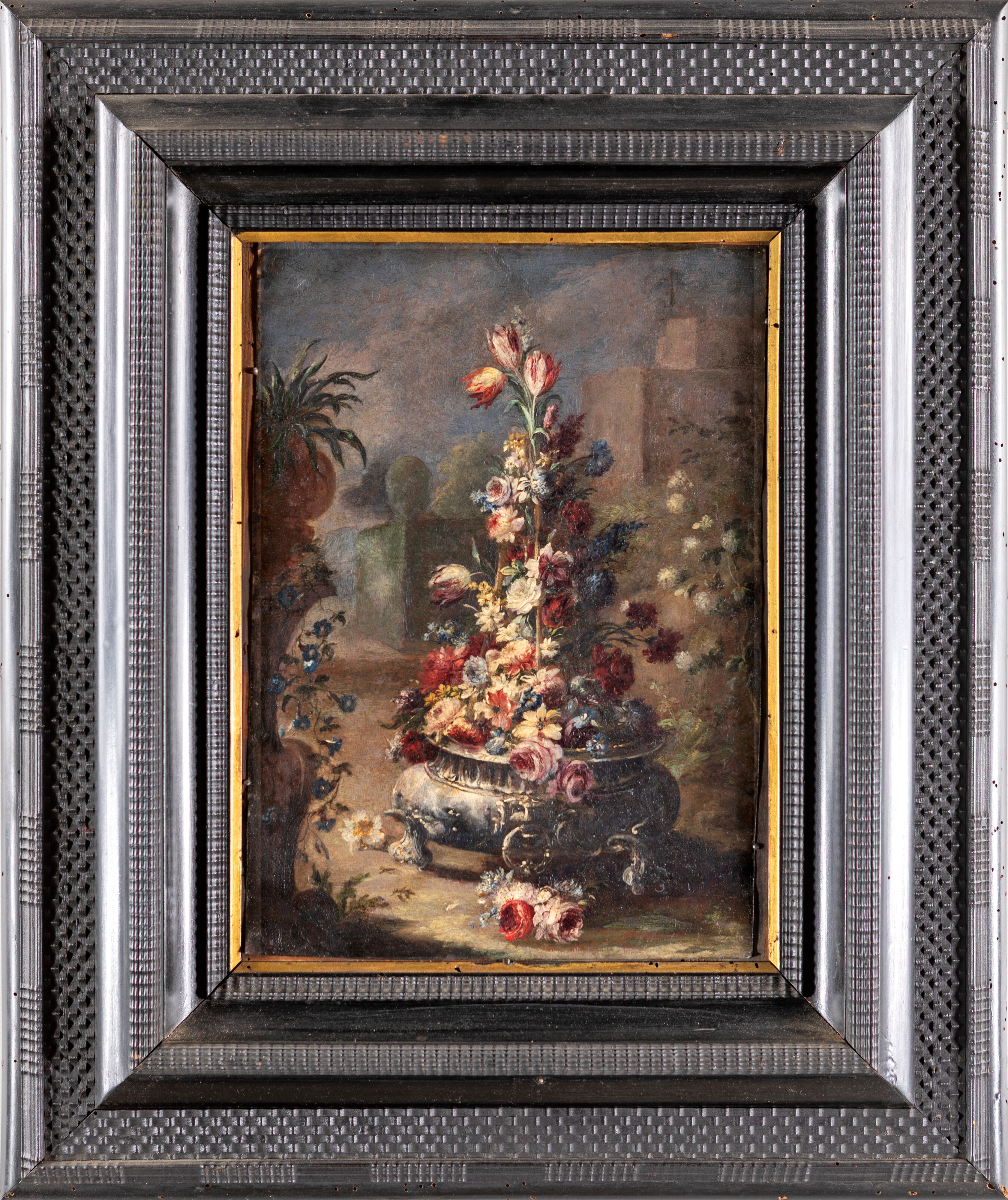 Pendant di nature morte con vasi di fiori