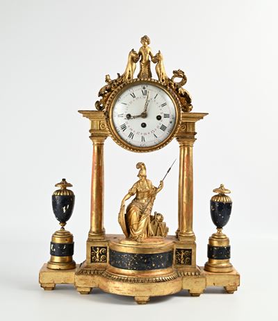 Orologio a portico in legno dorato, XIX secolo