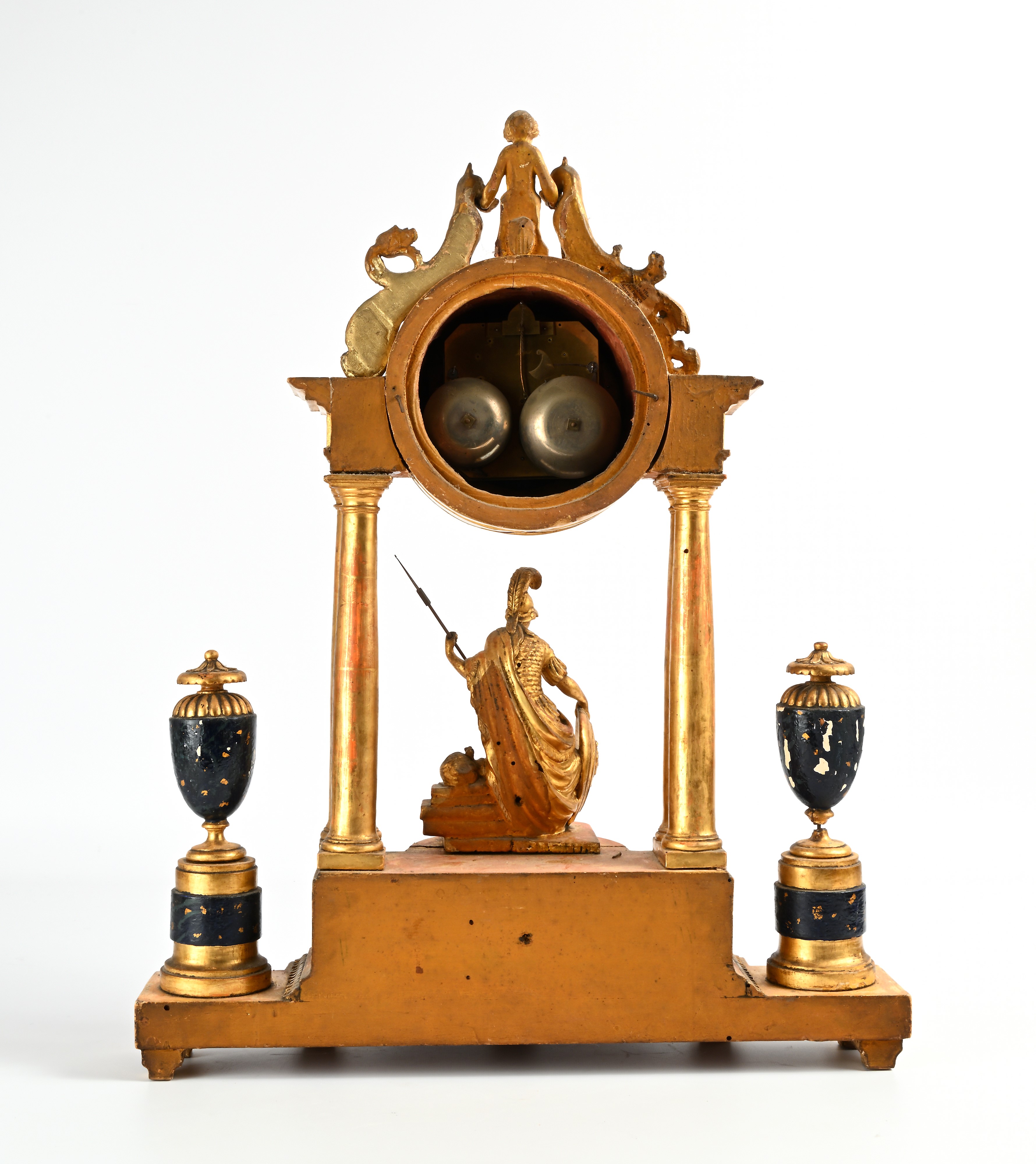 Orologio a portico in legno dorato, XIX secolo