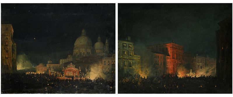 Coppia di dipinti, Festeggiamenti notturni a Venezia