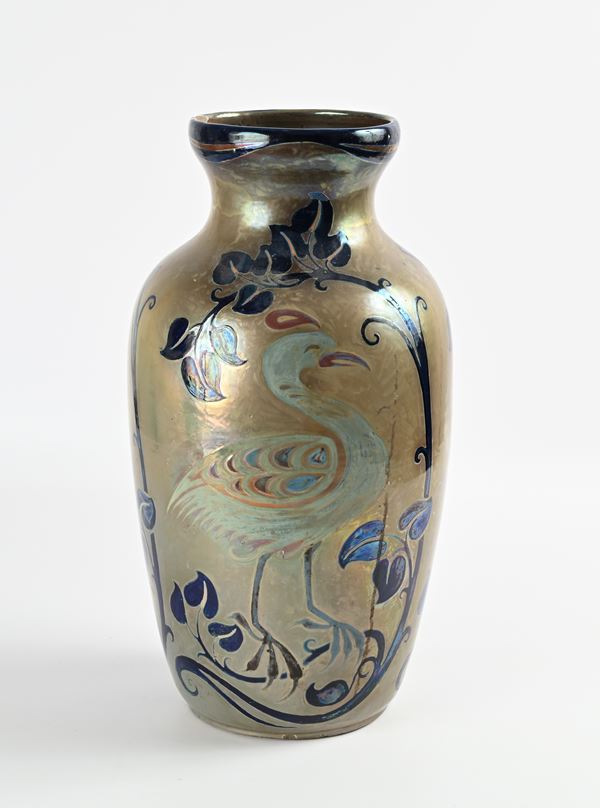 Galileo  Chini - Vaso in ceramica a lustro iridescente