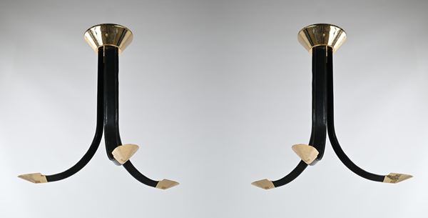 Coppia di lampadari a tre luci prod. Comelit