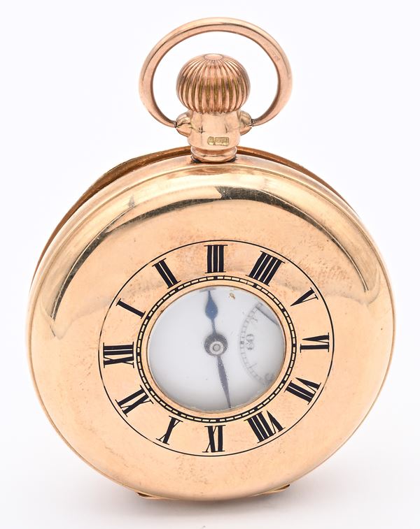 Syren - Orologio svizzero da tasca ad occhio di bue con scappamento ad ancora remontoir da uomo in oro 9Kt con punzoni Chester 1868
