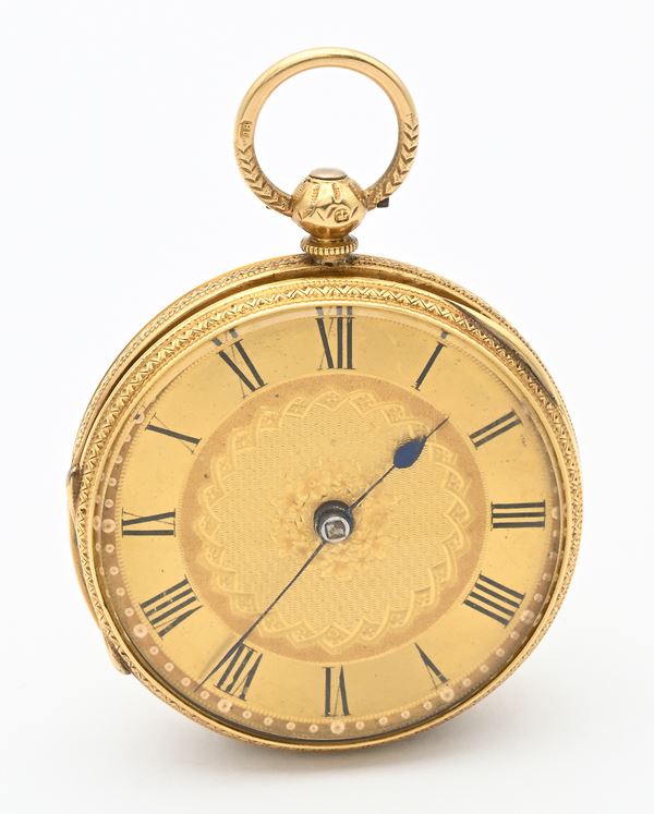 Orologio da tasca con scappamento ad ancora con conoide da uomo in oro 18Kt con punzoni Londra 1875