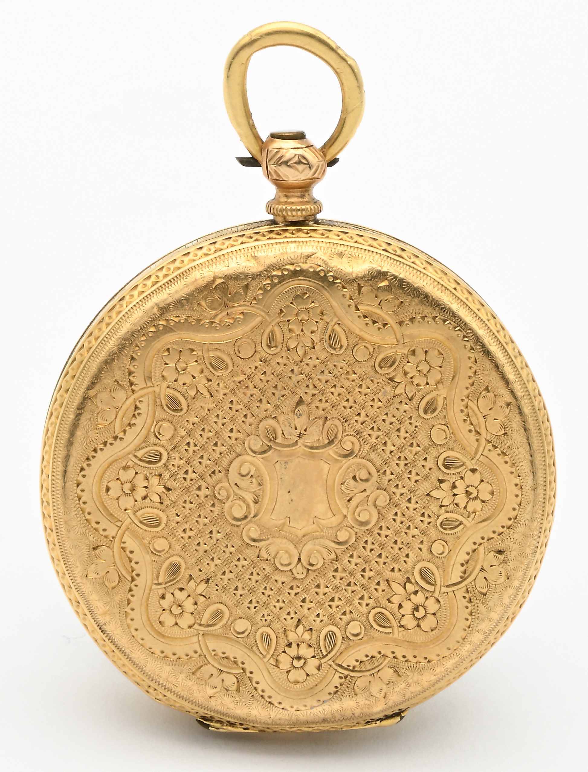 Orologio da tasca, scappamento a cilindro carica a chiavetta in oro 18 Kt