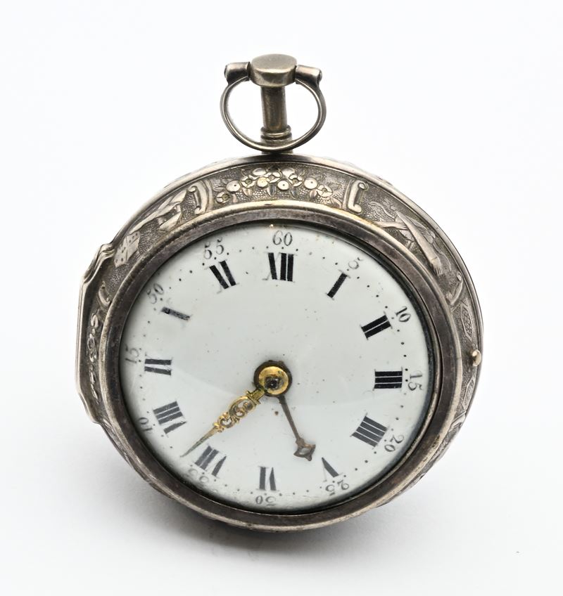 D. Dumont, Orologio a doppia cassa con scappamento a verga e conoide, argento