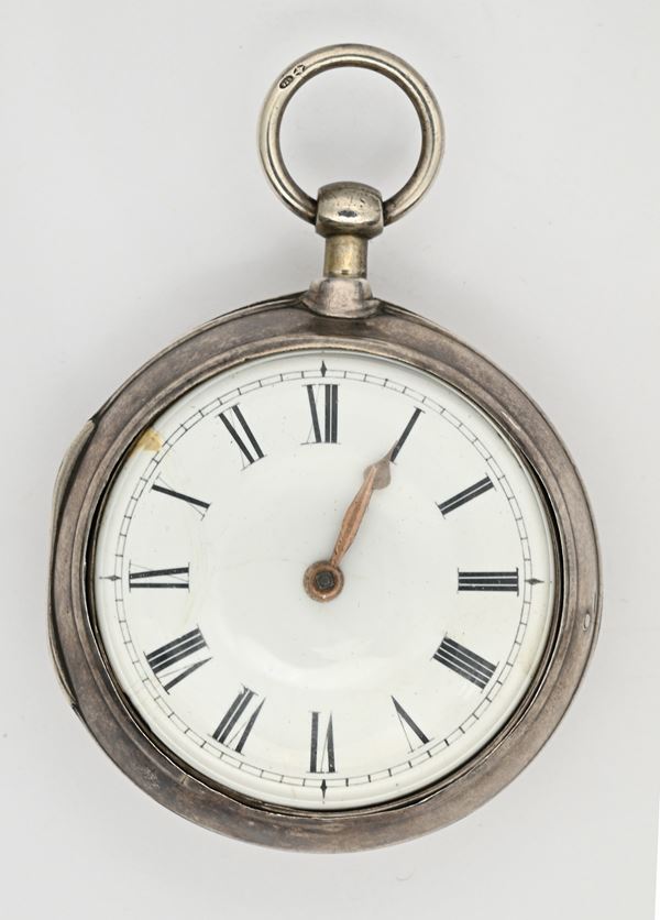 James Roberts ad Ashford - Orologio a doppia cassa con scappamento a verga e conoide da uomo in argento con punzoni Londra 1795
