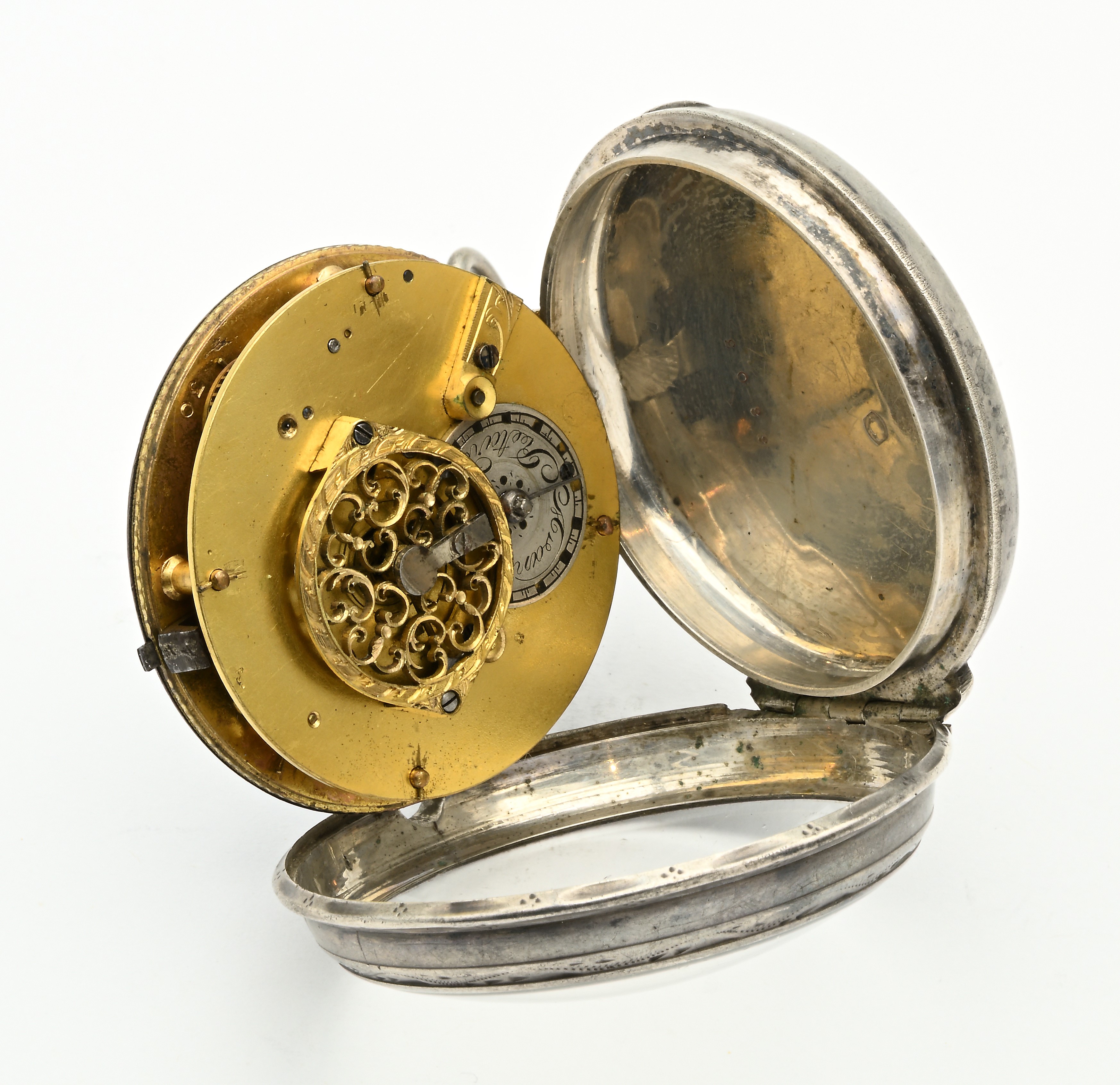 Anonimo, Orologio da tasca serpentina in argento con scappamento a verga