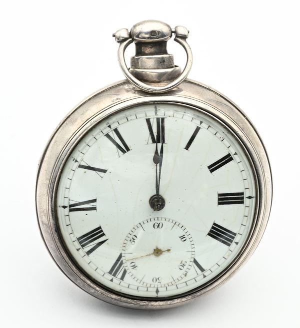 David Molan Dublino - Orologio da tasca a doppia cassa serpentina con scappamento a verga da uomo in argento con punzoni Londra 1822