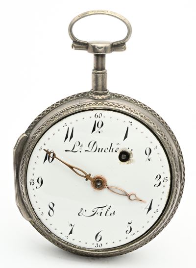 Louis Duchene et Fils, Orologio da tasca in argento con carica a chiavetta, scappamento a verga e...
