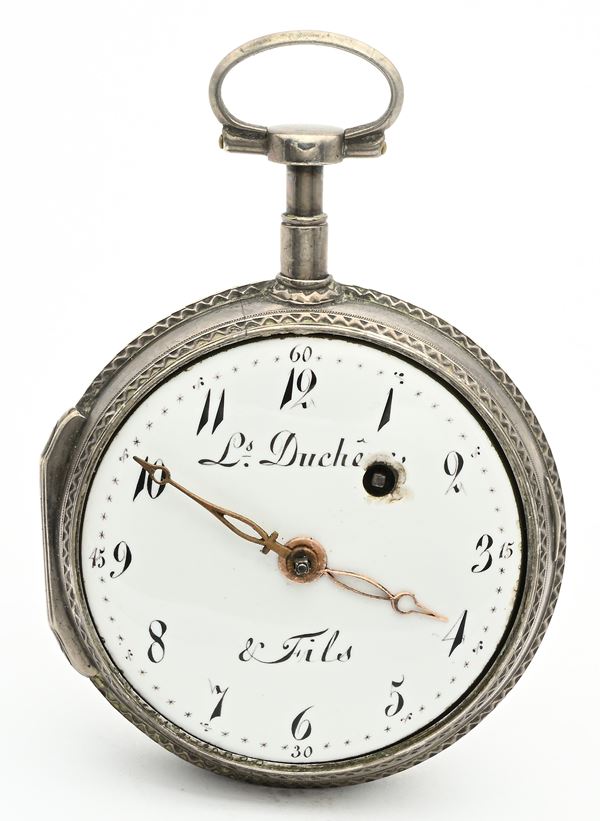 Louis Duchene et Fils - Orologio da tasca con carica a chiavetta scappamento a verga e conoide da uomo in argento 