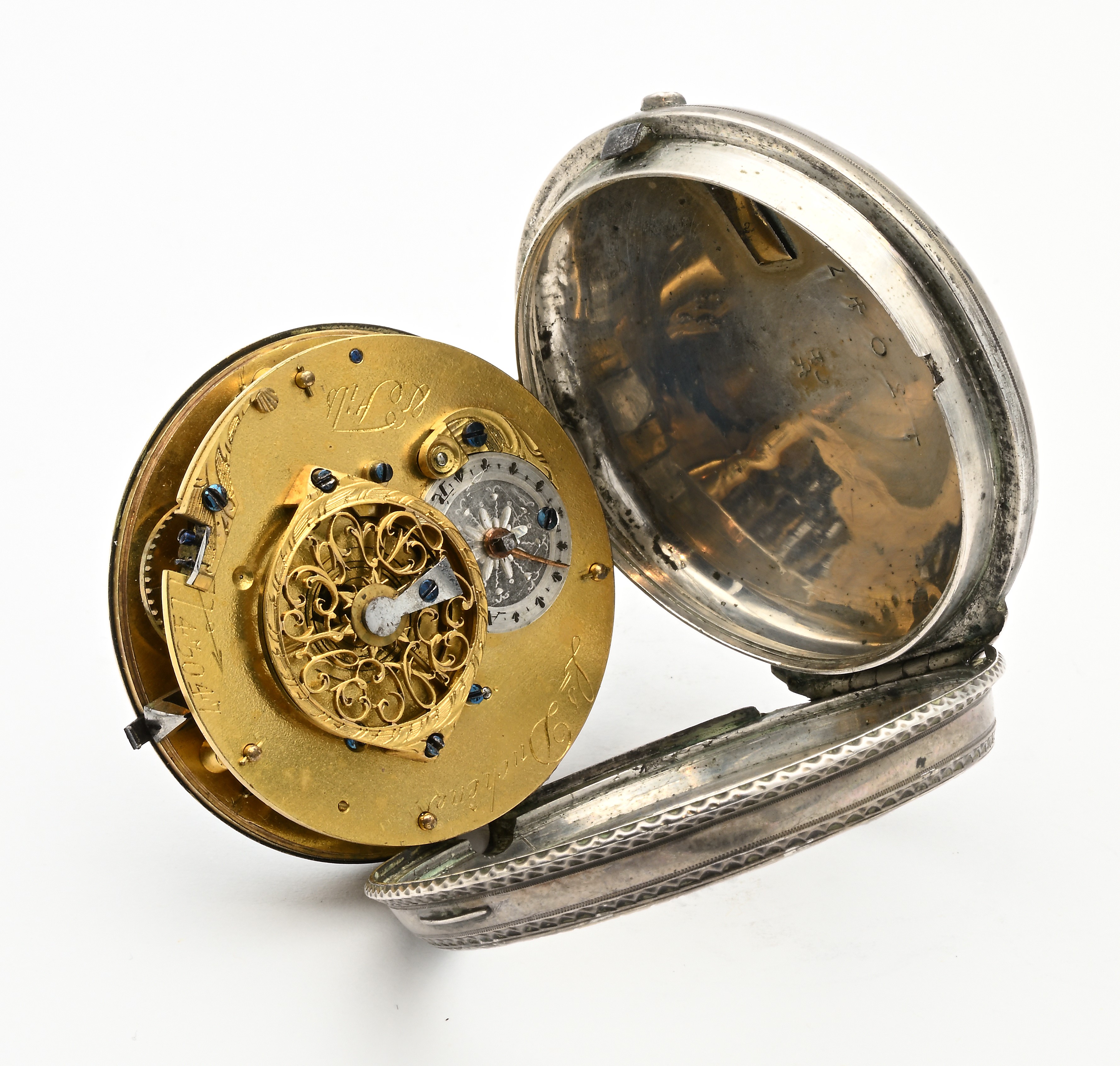 Louis Duchene et Fils, Orologio da tasca in argento con carica a chiavetta, scappamento a verga e...