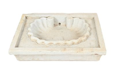 Lavabo in marmo, rettangolare con vasca interna a conchiglia