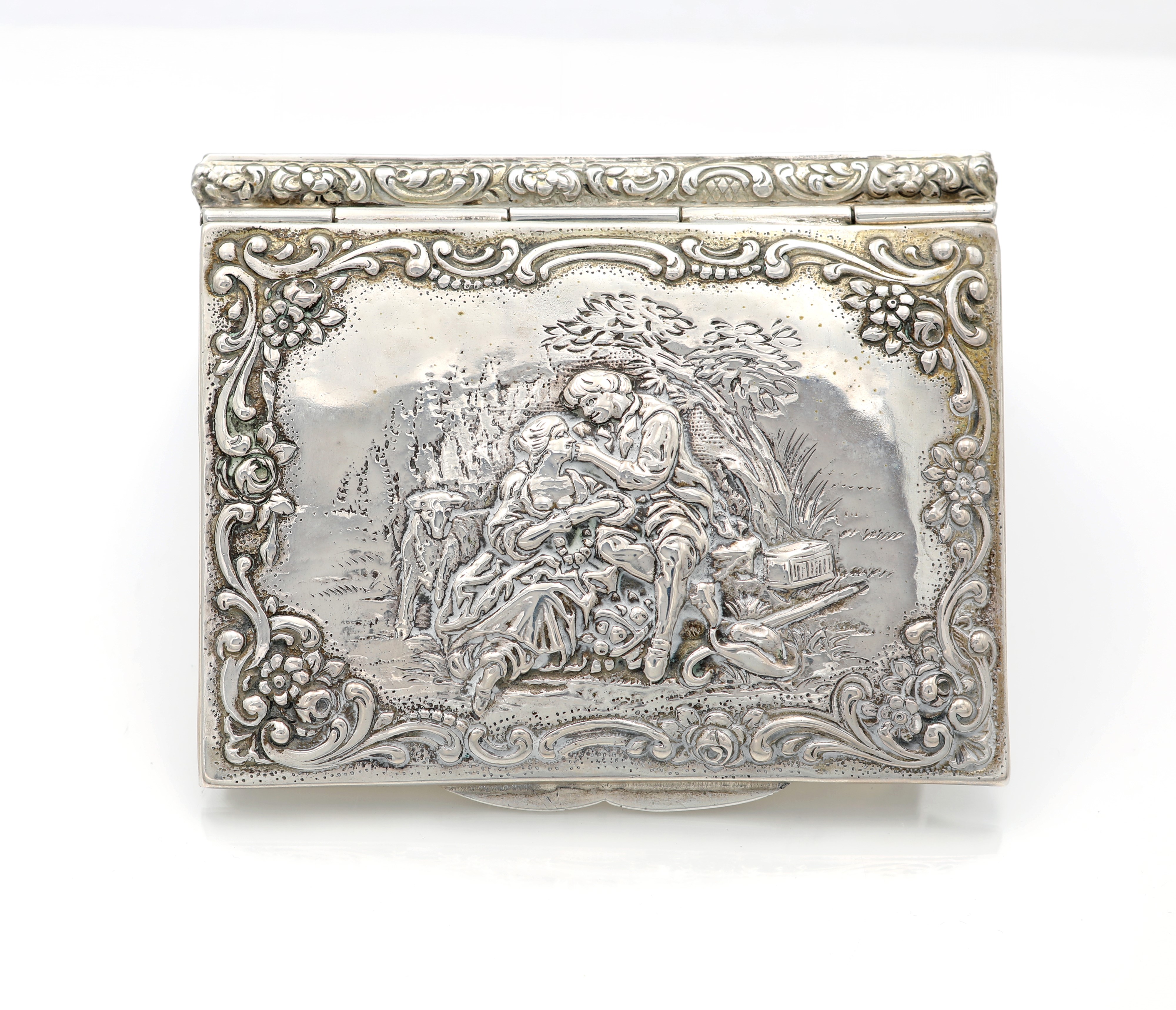 Scatola rettangolare in argento 800/000, Germania, dopo il 1888