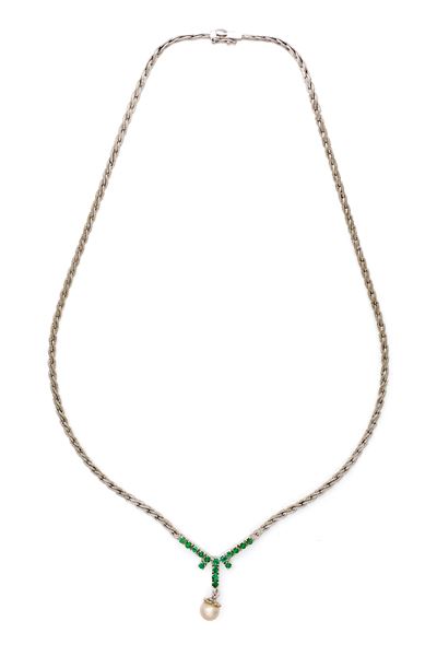 Collana in Oro, Smeraldi e Perla