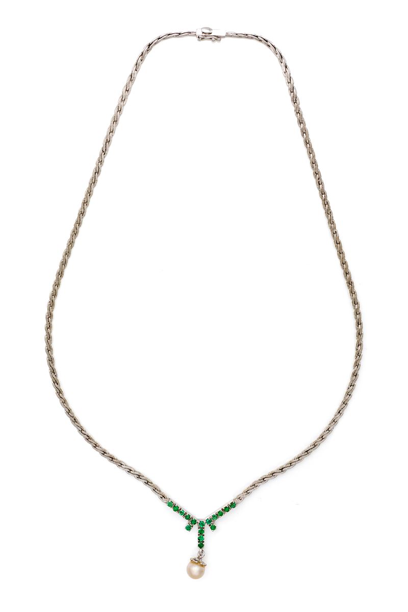 Collana in Oro, Smeraldi e Perla