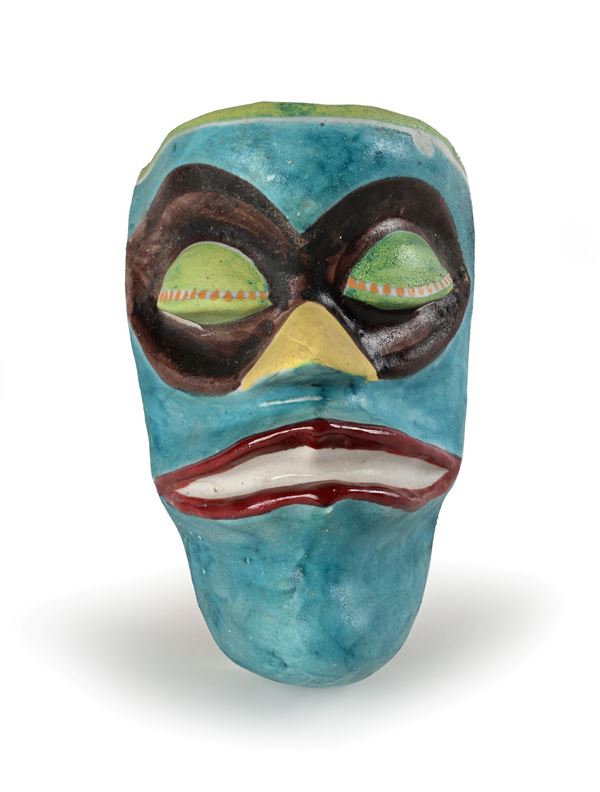 Maschera in ceramica smaltata