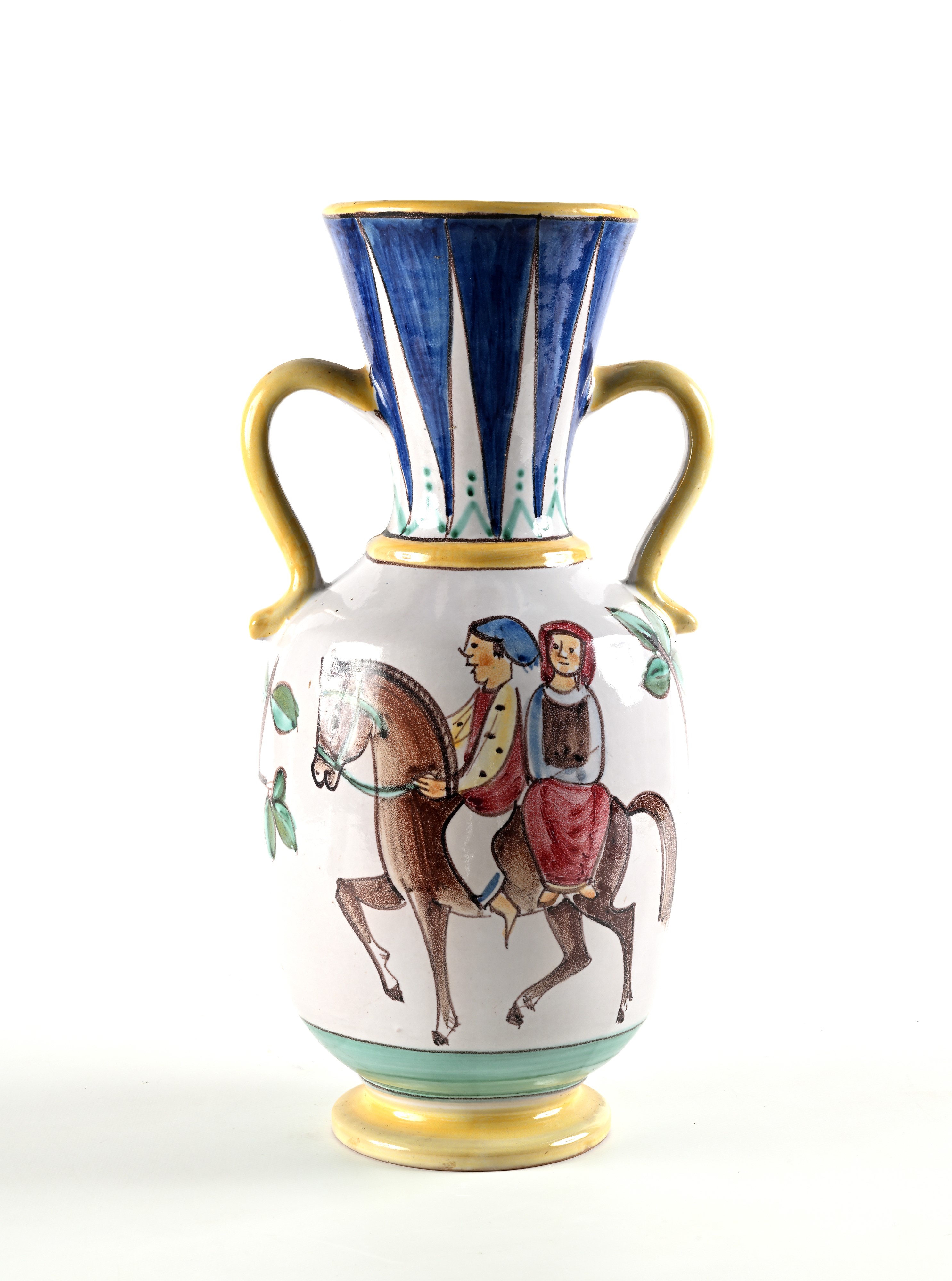 Anfora in ceramica smaltata e dipinta