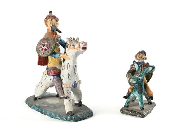 Don Chisciotte e Sancho Panza, produzione ceramiche Procida, Vietri sul Mare