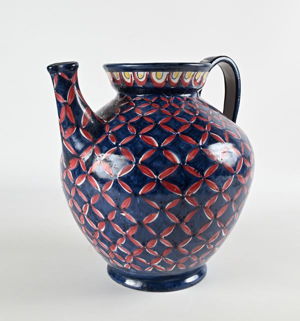 Grande versatoio in ceramica smaltata e dipinta, manifattura Ravello