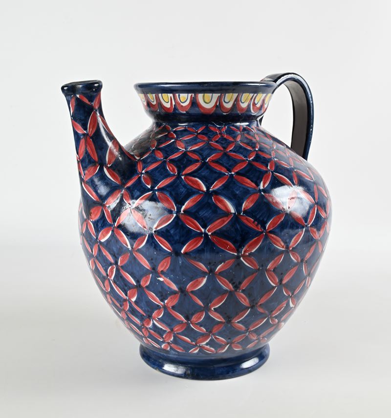 Grande Versatoio in Ceramica Smaltata e Dipinta, Manifattura Ravello