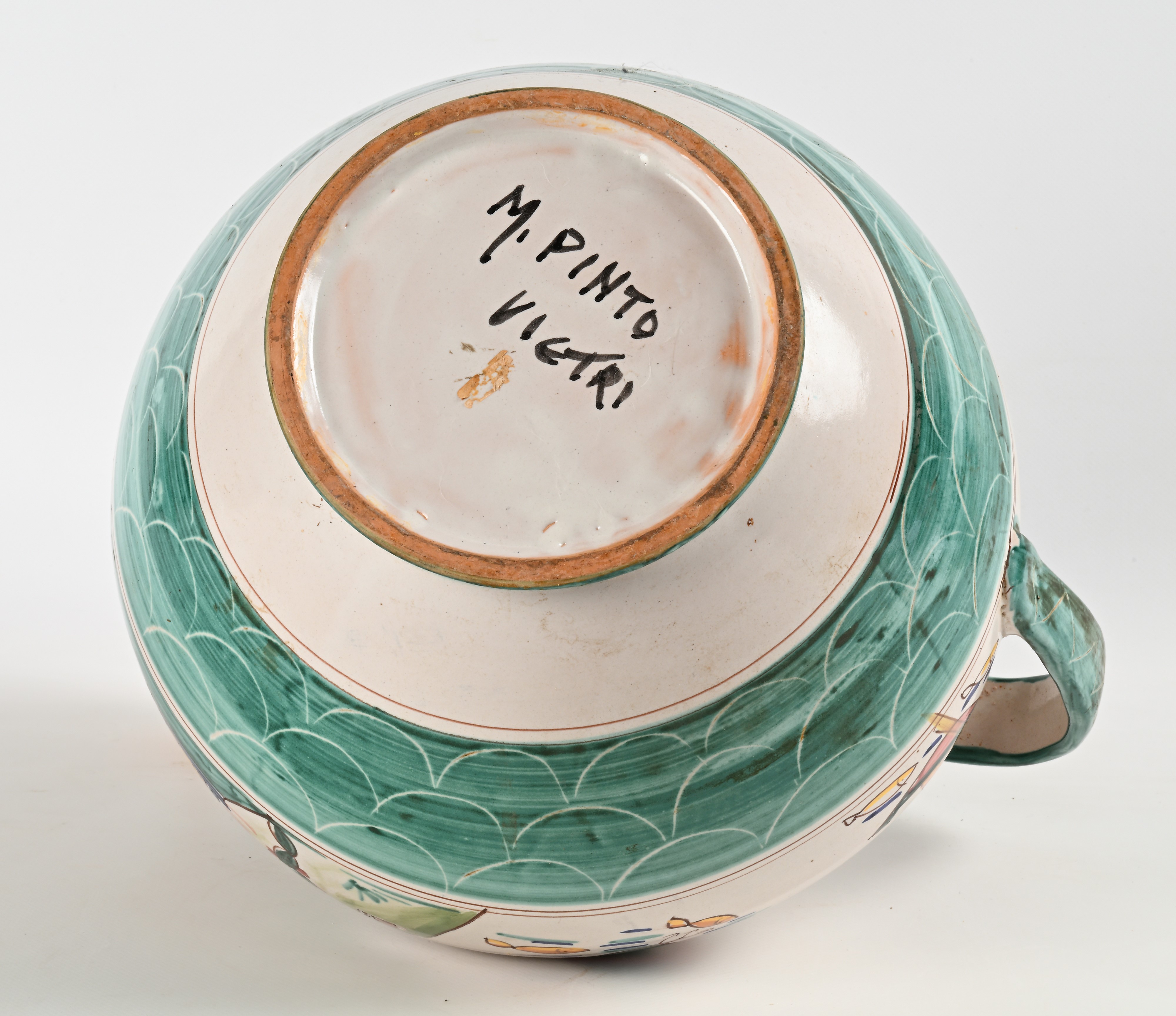 Grande versatoio in ceramica smaltata policroma, manifattura Pinto Vietri sul Mare