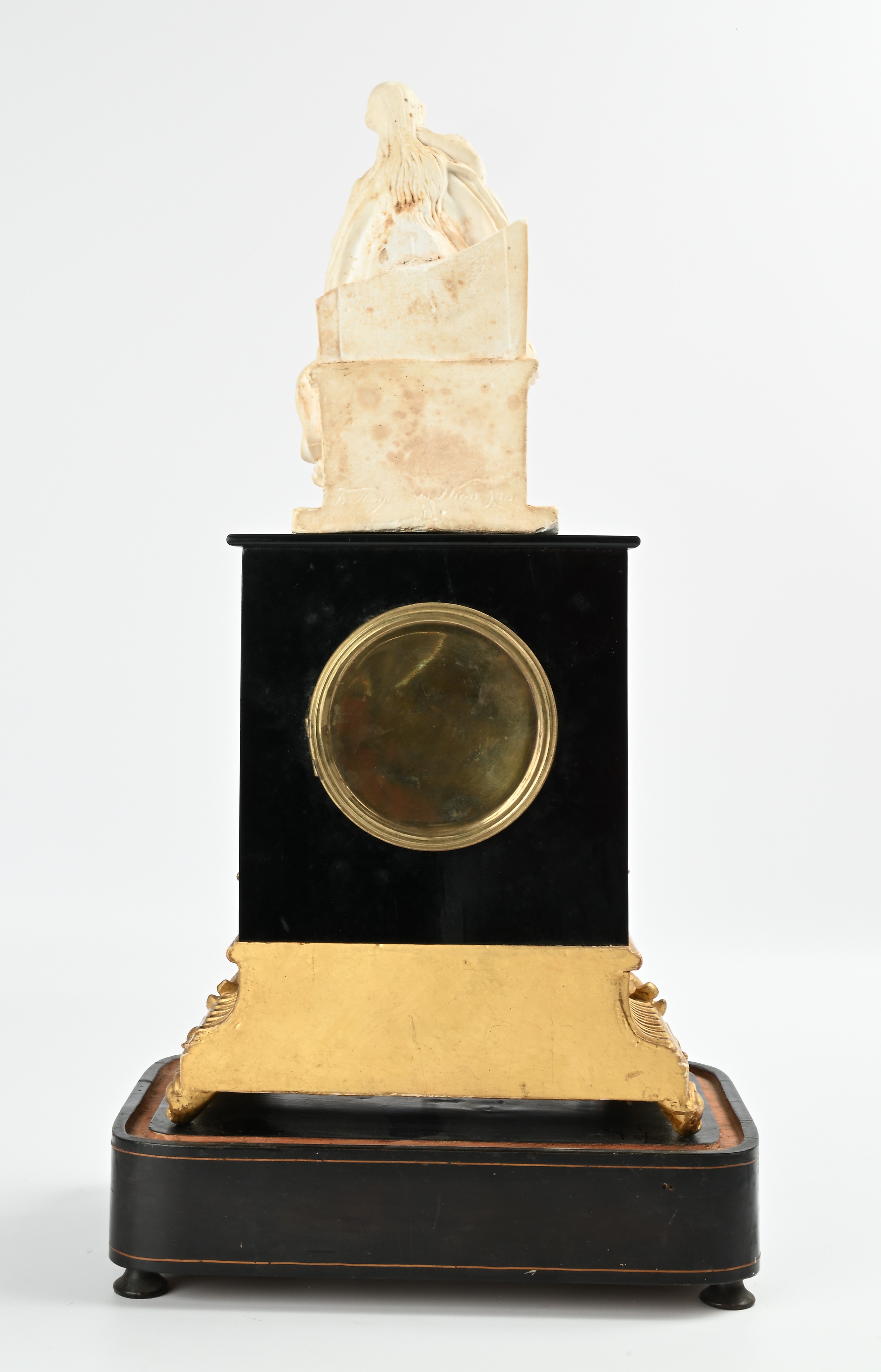 Orologio da tavolo in legno ebanizzato e dorato, Austria, fine del XIX secolo
