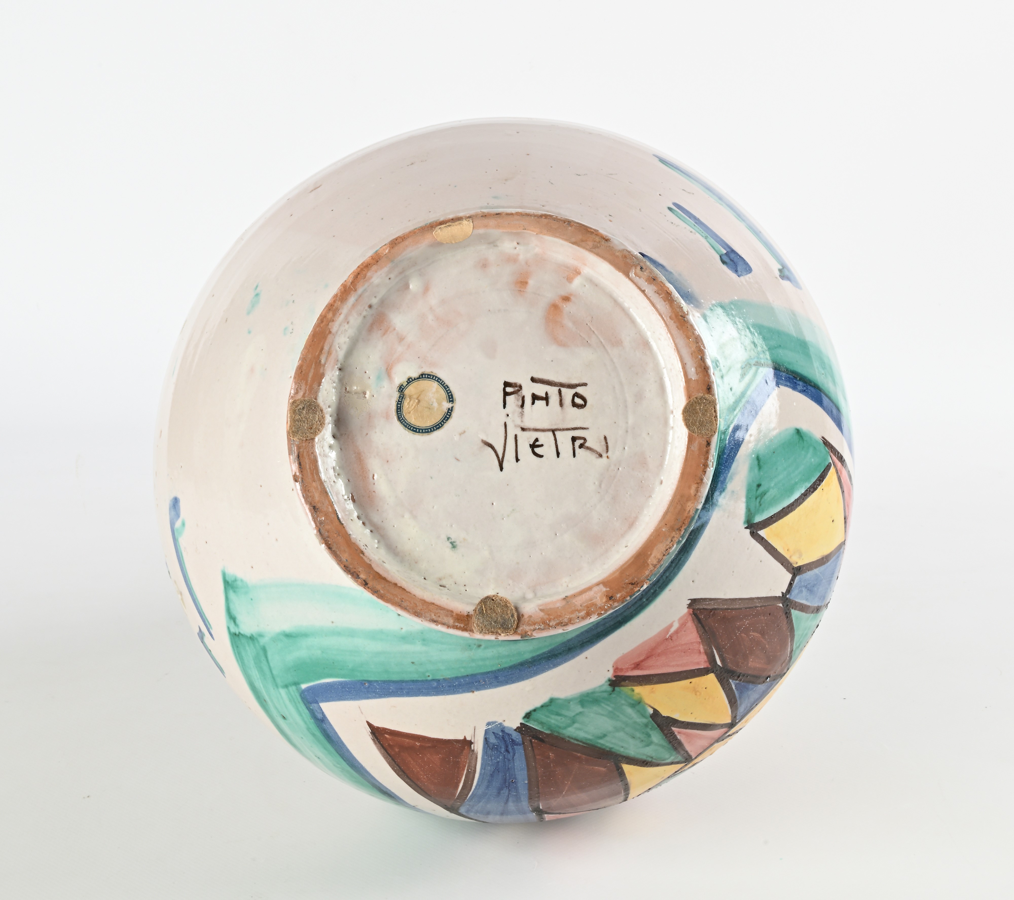 Vincenzo Pinto - Arlecchino, Grande Vaso in Ceramica Policroma Smaltata