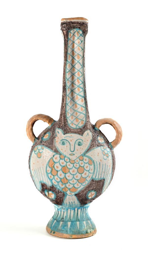 C.a.s. Vietri - Grande vaso anfora in terracotta dipinta