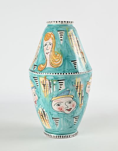 Vaso in Ceramica Smaltata Dipinta, Manifattura Vietri