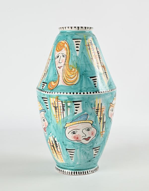 Vaso in ceramica smaltata dipinta, manifattura Vietri