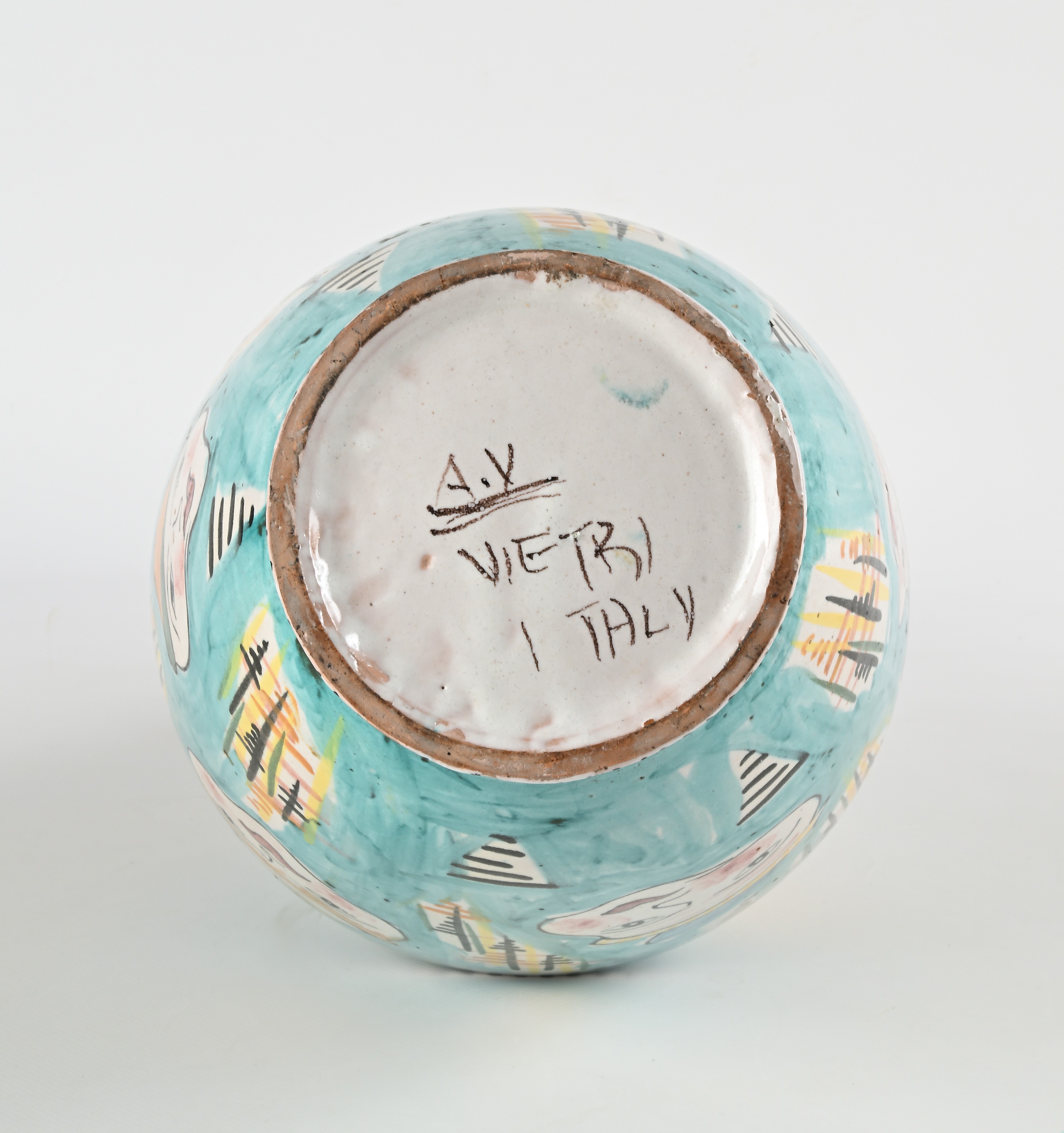 Vaso in Ceramica Smaltata Dipinta, Manifattura Vietri