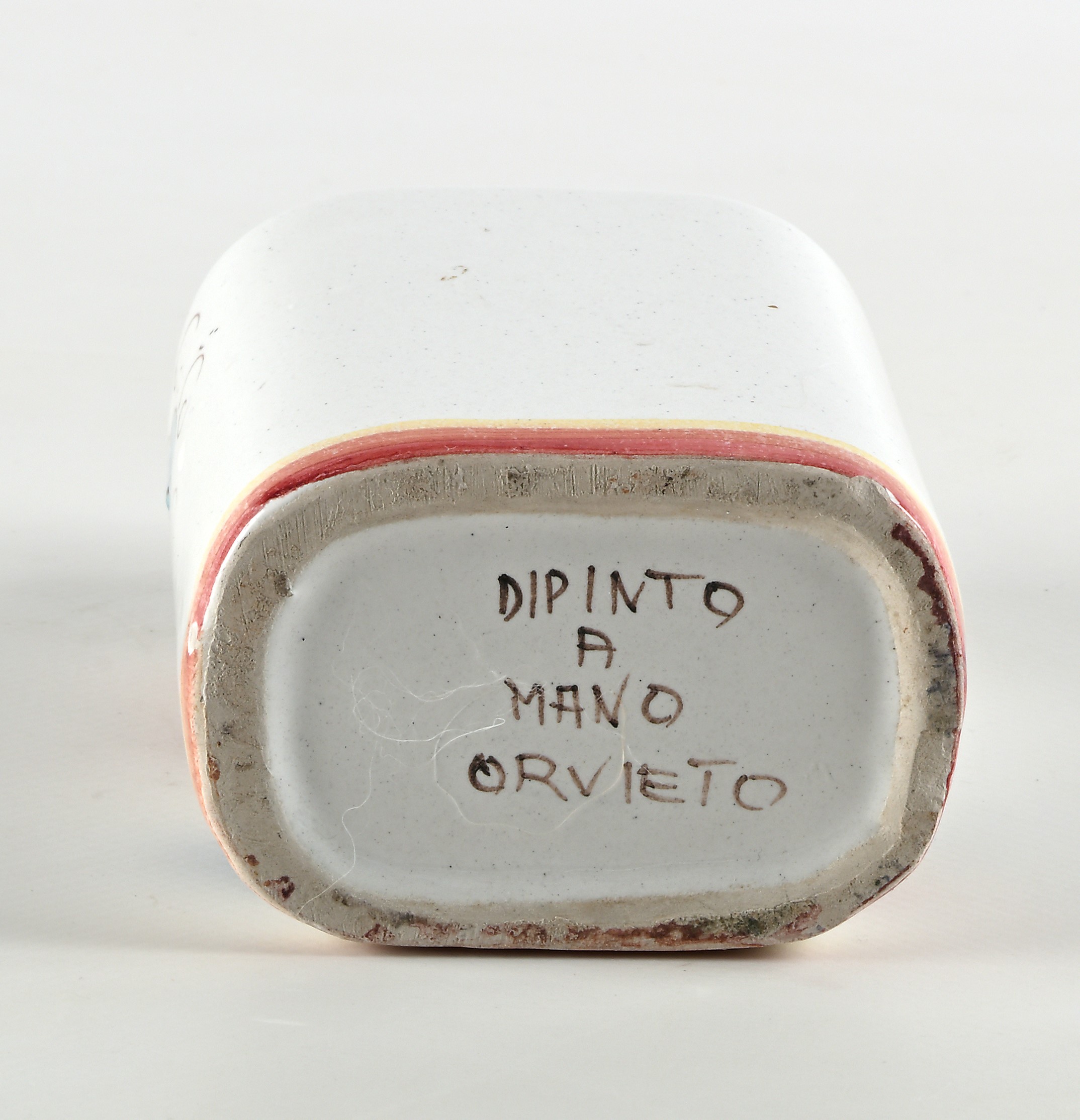 Lotto di una Boccetta, una Maschera ed un Asinello in Ceramica Smaltata Dipinta