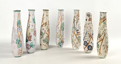 Lotto di 7 Vasi in Ceramica Dipinta